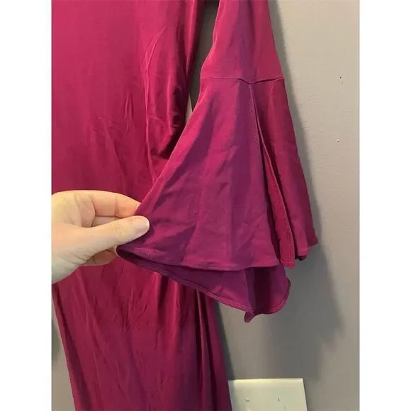 Diane von Furstenberg Women's Bell Sleeve Dress Size 2 Purple Knee Length - Picture 5 of 10